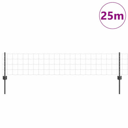 Fence with Posts Grey 0.4 x 25 m Steel