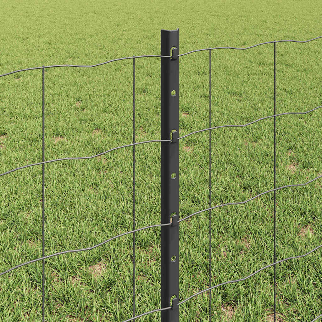 Fence with Posts Grey 0.6 x 25 m Steel