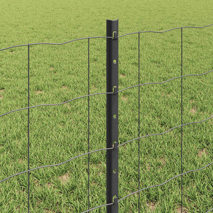 Fence with Posts Grey 0.6 x 25 m Steel