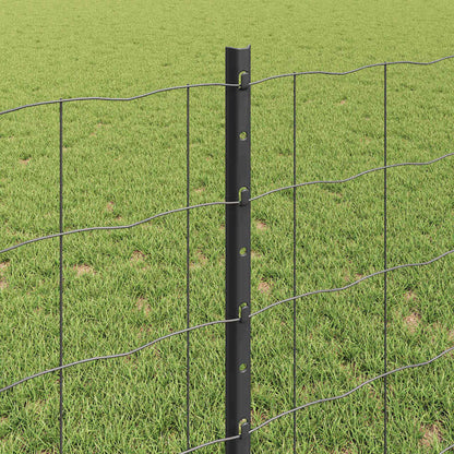 Fence with Posts Grey 0.8 x 25 m Steel