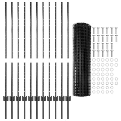 Fence with Posts Grey 1.2 x 25 m Steel