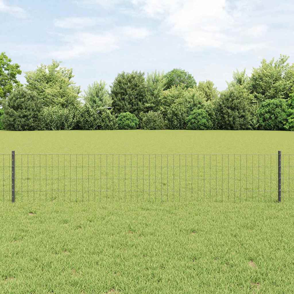 Fence with Posts Grey 0.4 x 50 m Steel