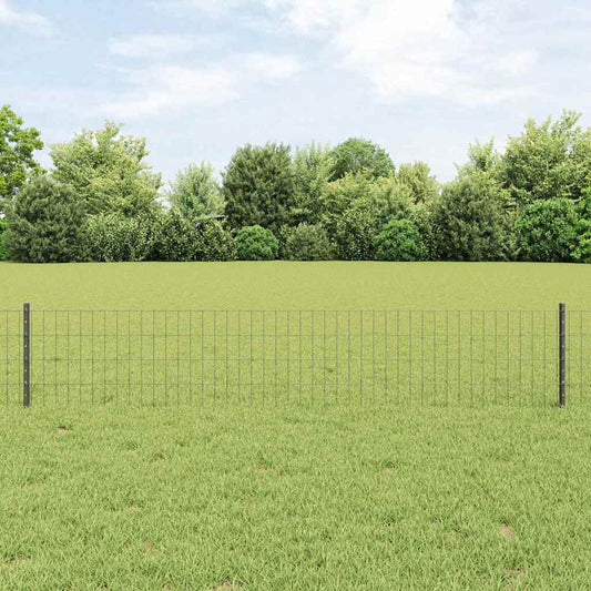 Fence with Posts Grey 0.4 x 50 m Steel