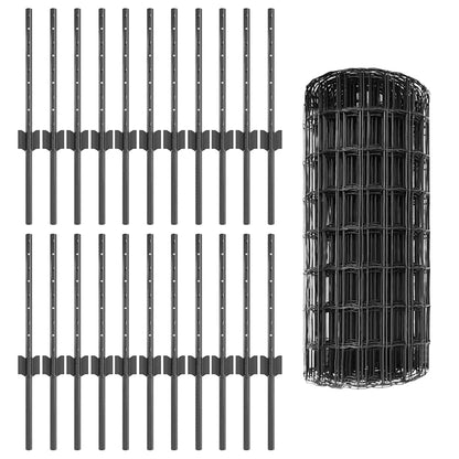 Fence with Posts Grey 0.4 x 50 m Steel