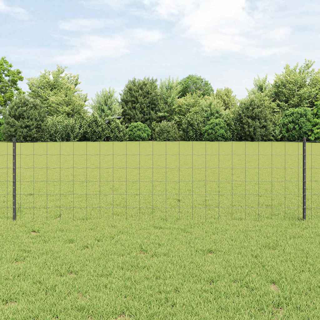Fence with Posts Grey 0.6 x 50 m Steel
