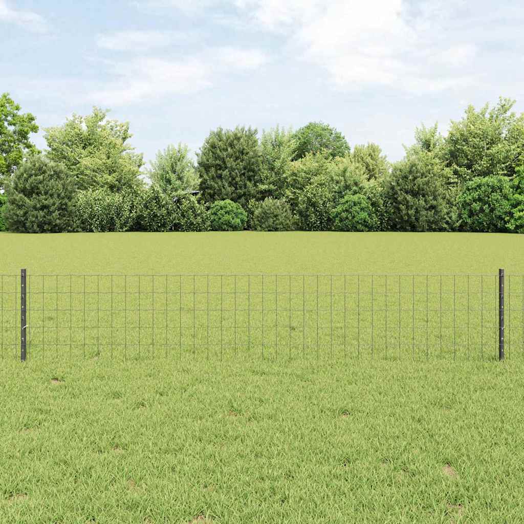 Fence with Posts Grey 0.4 x 10 m Steel