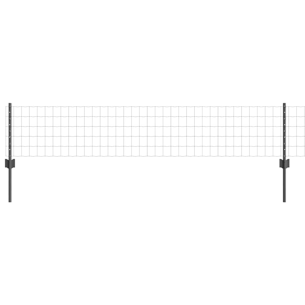 Fence with Posts Grey 0.4 x 10 m Steel