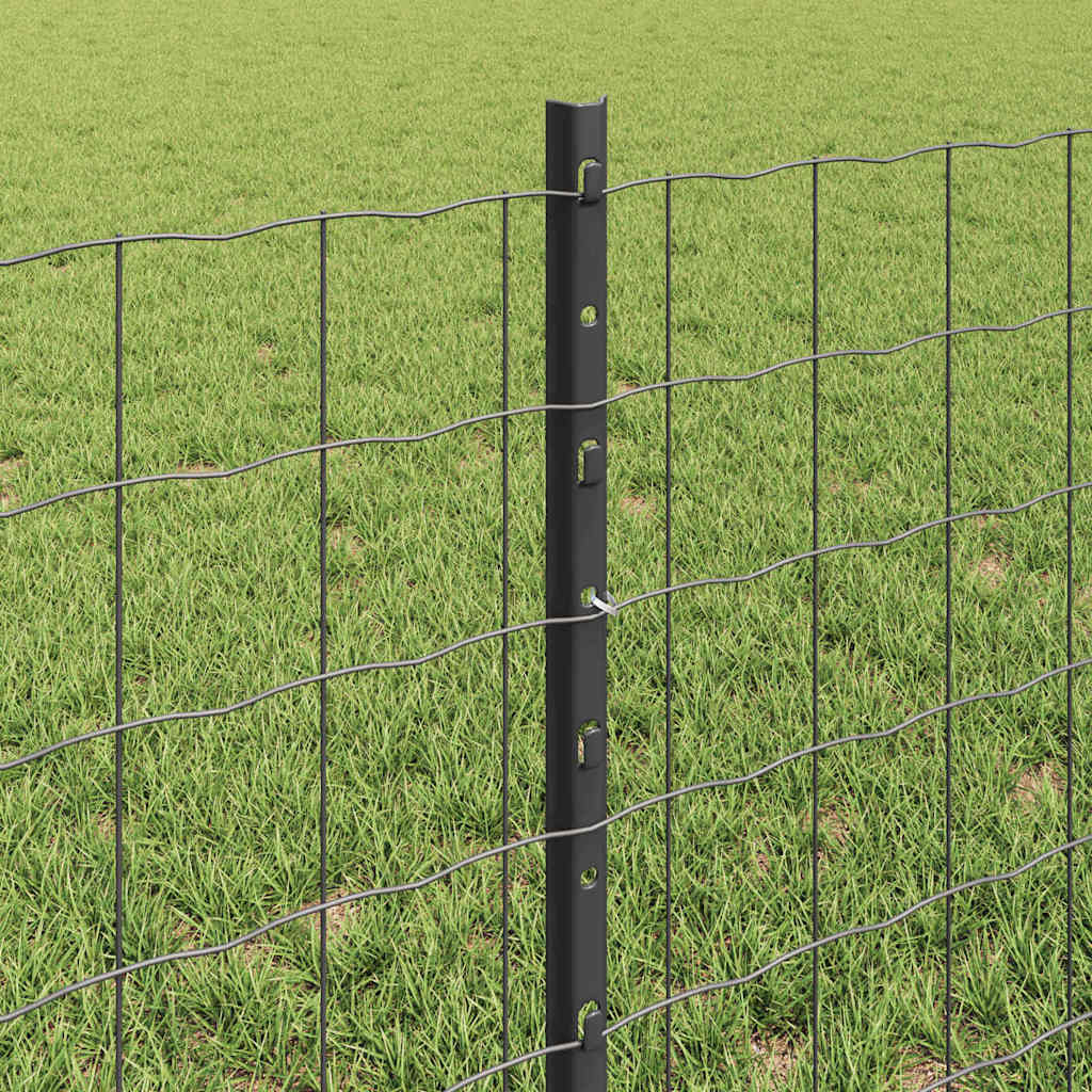 Fence with Posts Grey 0.6 x 10 m Steel