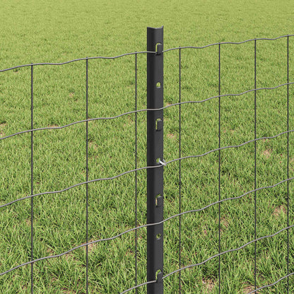 Fence with Posts Grey 0.6 x 10 m Steel