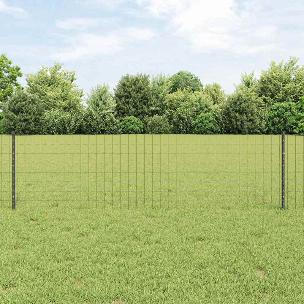 Fence with Posts Grey 0.6 x 10 m Steel