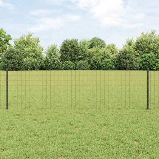 Fence with Posts Grey 0.6 x 10 m Steel