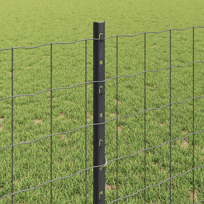 Fence with Posts Grey 0.8 x 10 m Steel