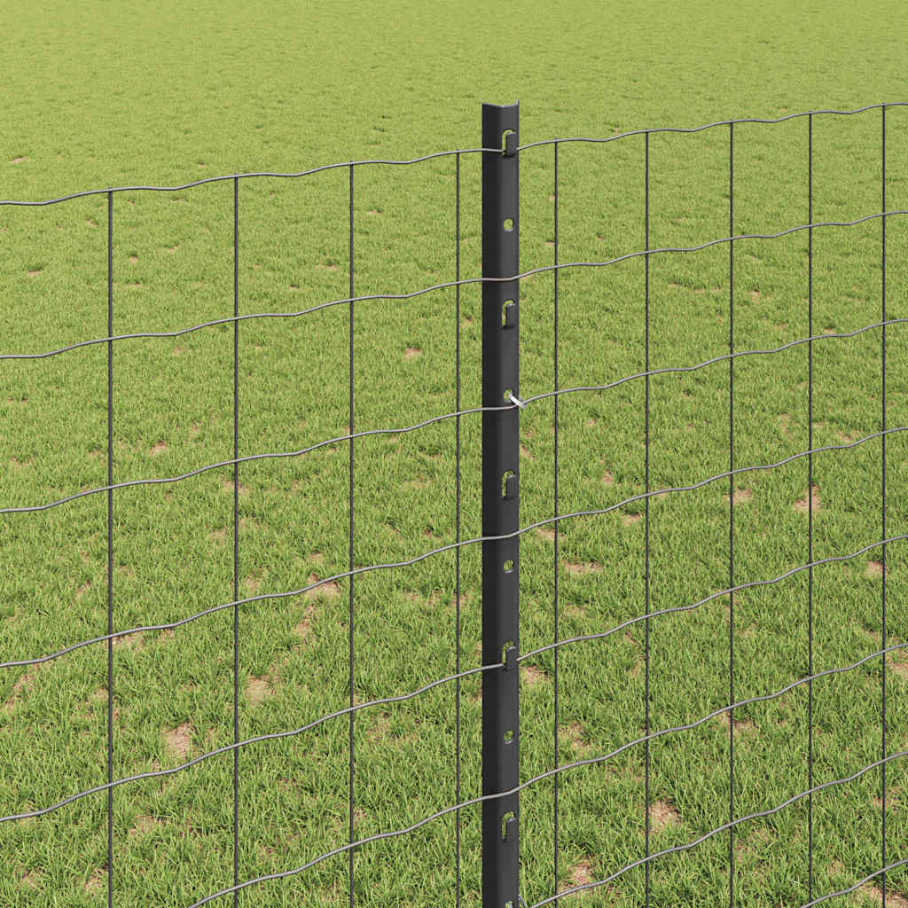 Fence with Posts Grey 1.6 x 10 m Steel