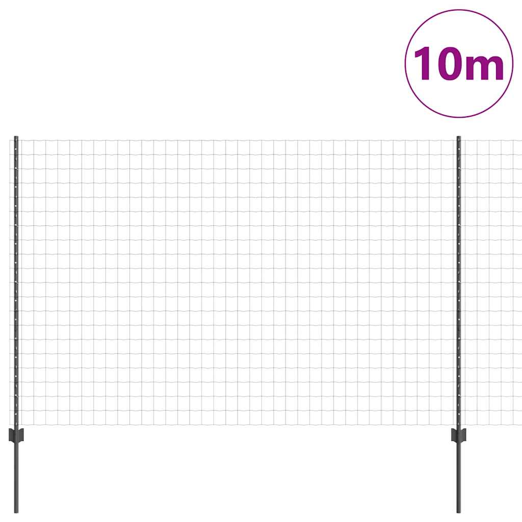 Fence with Posts Grey 1.6 x 10 m Steel