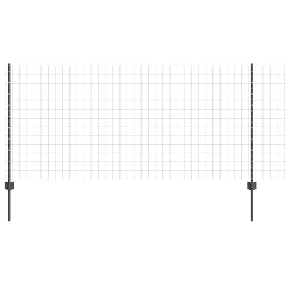Fence with Posts Grey 1 x 25 m Steel