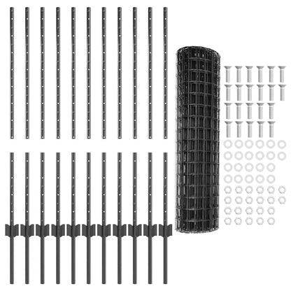 Fence with Posts Grey 1 x 25 m Steel