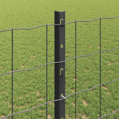 Fence with Posts Grey 1.2 x 25 m Steel