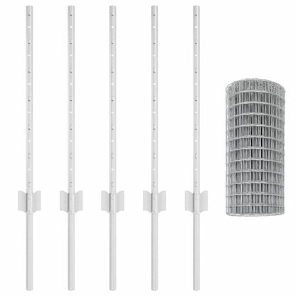 Fence with Posts Silver 0.6 x 10 m Steel