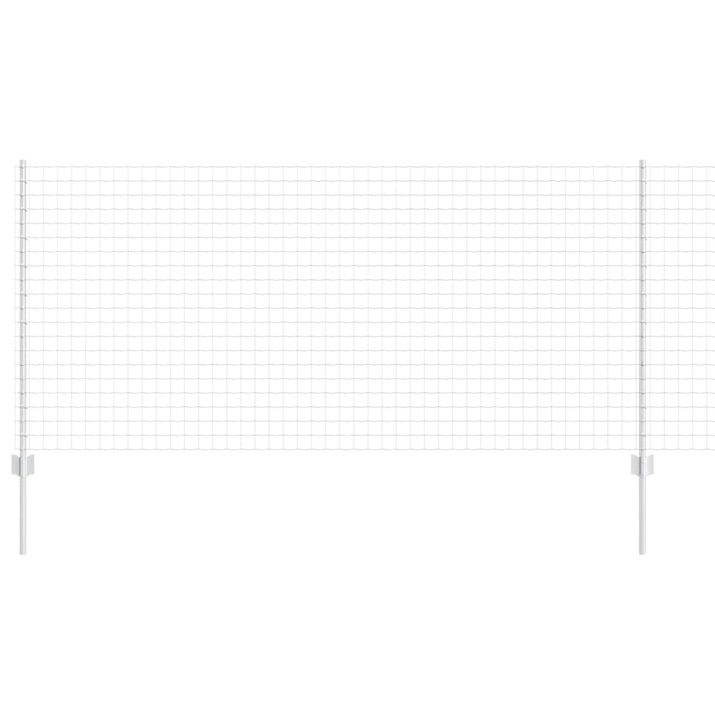 Fence with Posts Silver 1 x 10 m Steel