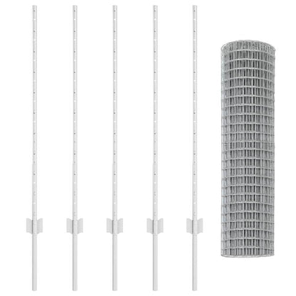 Fence with Posts Silver 1 x 10 m Steel