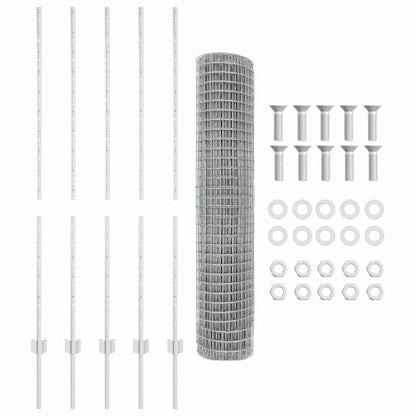 Fence with Posts Silver 1.4 x 10 m Steel