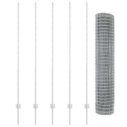 Fence with Posts Silver 1.6 x 10 m Steel