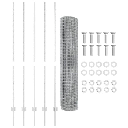Fence with Posts Silver 1.6 x 10 m Steel