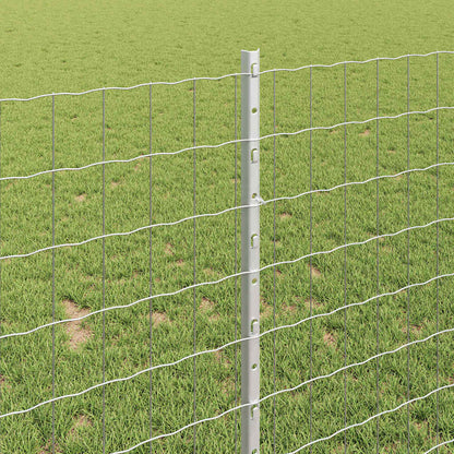 Fence with Posts Silver 1 x 10 m Steel