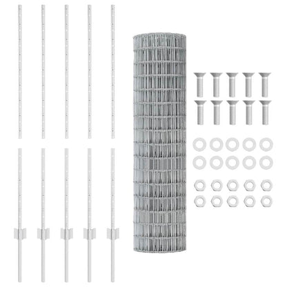 Fence with Posts Silver 1.2 x 10 m Steel