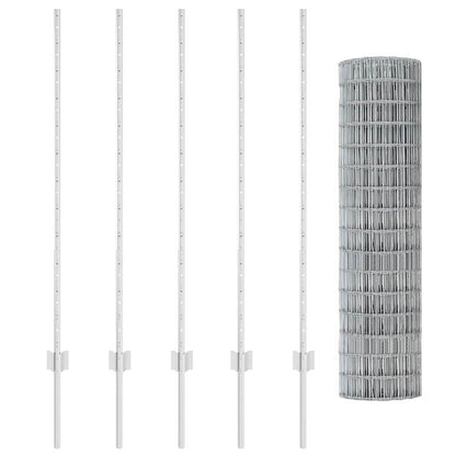 Fence with Posts Silver 1.2 x 10 m Steel