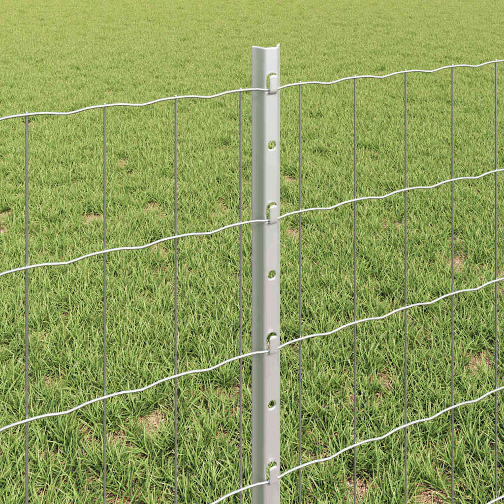 Fence with Posts Silver 0.6 x 10 m Steel