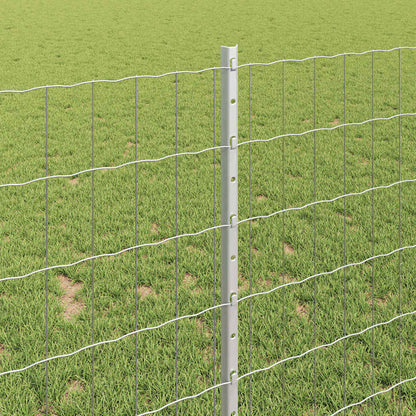 Fence with Posts Silver 1 x 10 m Steel