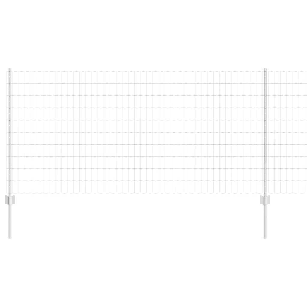 Fence with Posts Silver 1 x 10 m Steel