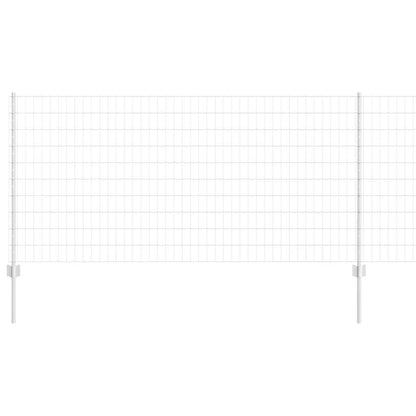 Fence with Posts Silver 1 x 10 m Steel