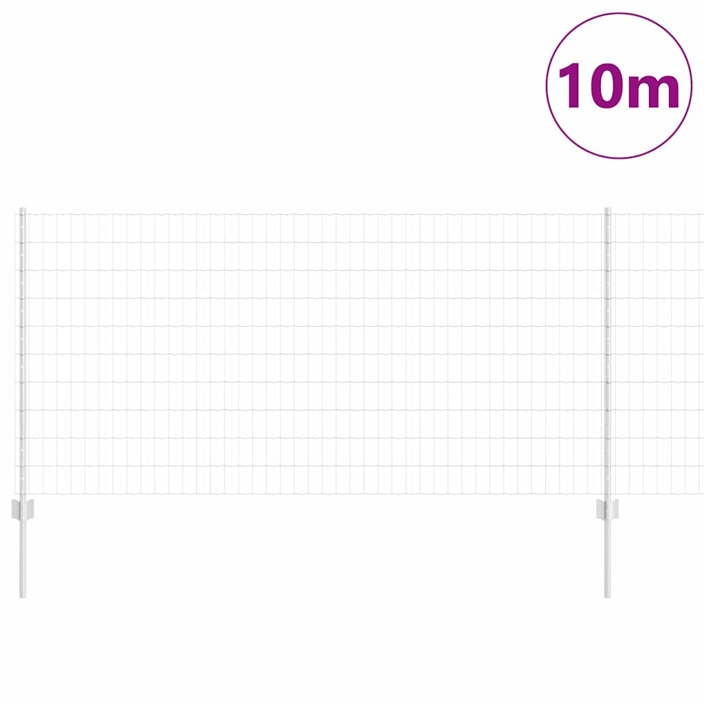 Fence with Posts Silver 1 x 10 m Steel