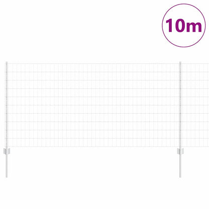 Fence with Posts Silver 1 x 10 m Steel