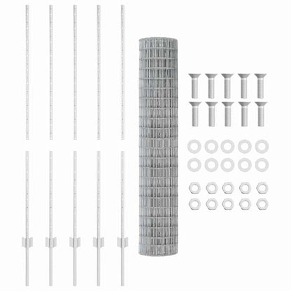Fence with Posts Silver 1.4 x 10 m Steel