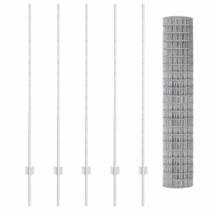 Fence with Posts Silver 1.4 x 10 m Steel