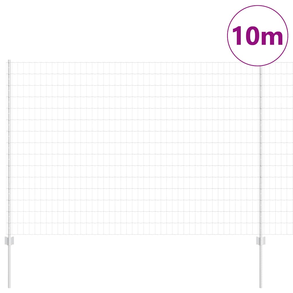 Fence with Posts Silver 1.5 x 10 m Steel