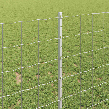 Fence with Posts Silver 1 x 10 m Steel