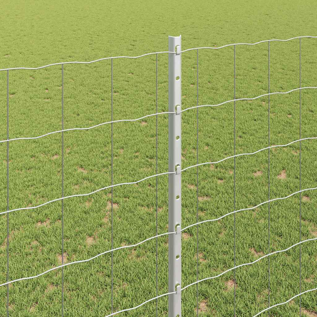 Fence with Posts Silver 1.6 x 10 m Steel