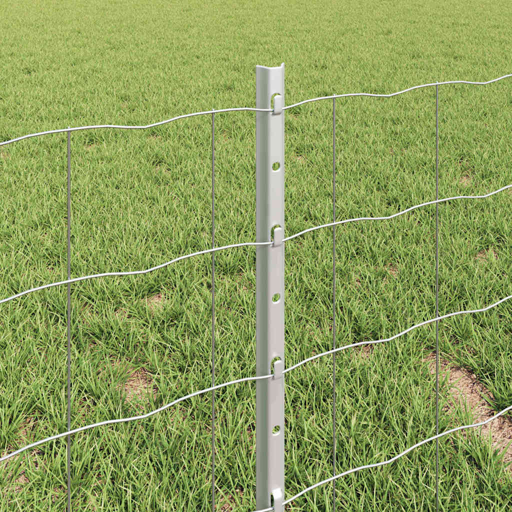 Fence with Posts Silver 0.4 x 10 m Steel