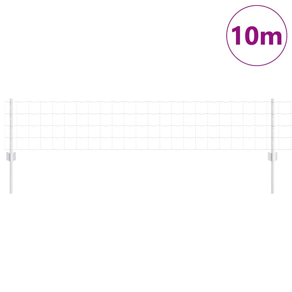 Fence with Posts Silver 0.4 x 10 m Steel