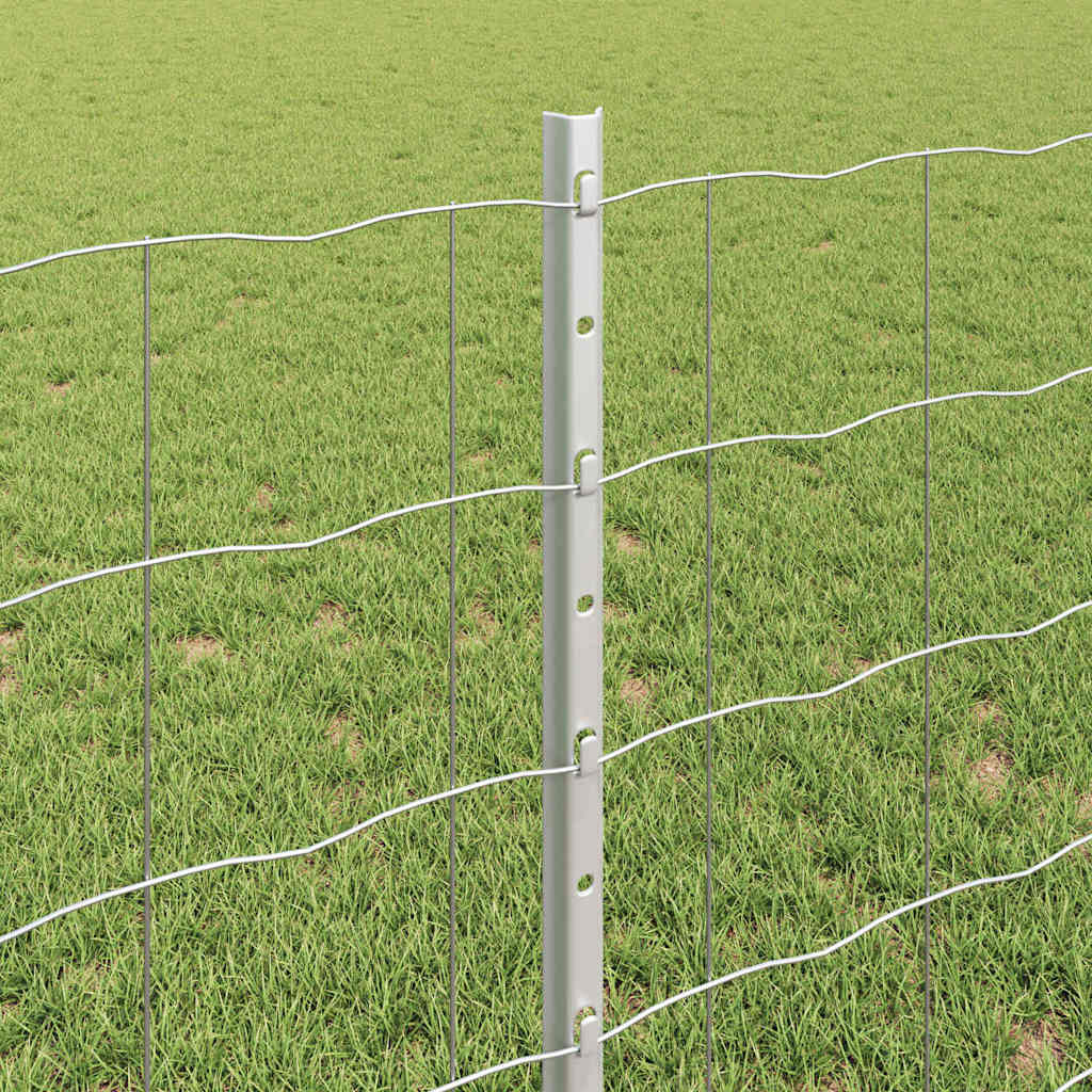 Fence with Posts Silver 0.8 x 10 m Steel