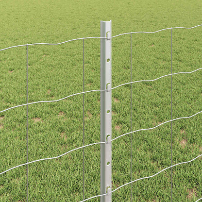 Fence with Posts Silver 0.8 x 10 m Steel
