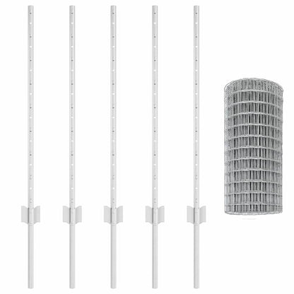 Fence with Posts Silver 0.8 x 10 m Steel