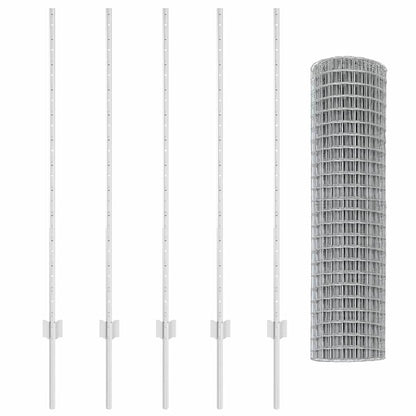 Fence with Posts Silver 1.2 x 10 m Steel