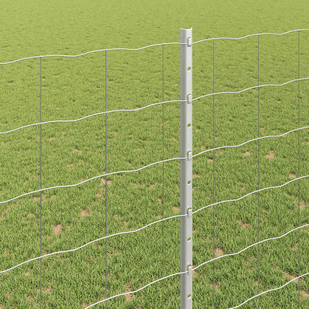 Fence with Posts Silver 1.4 x 10 m Steel