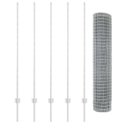 Fence with Posts Silver 1.4 x 10 m Steel