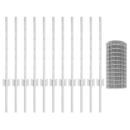 Fence with Posts Silver 0.6 x 25 m Steel